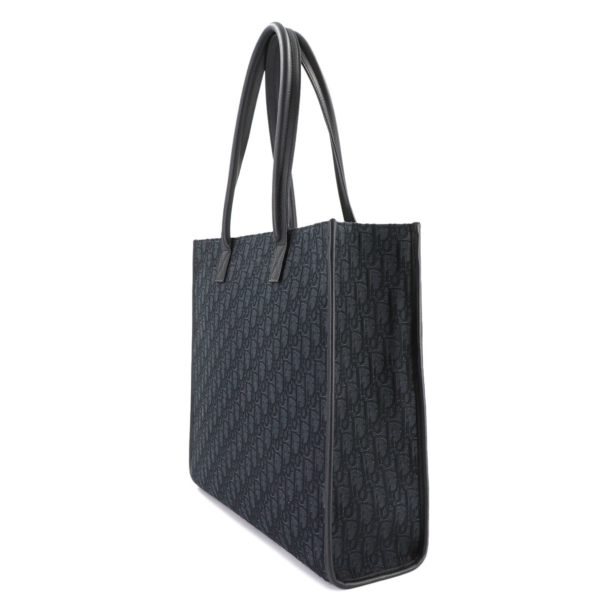 Oblique Safari Tote Bag Canvas Leather Black