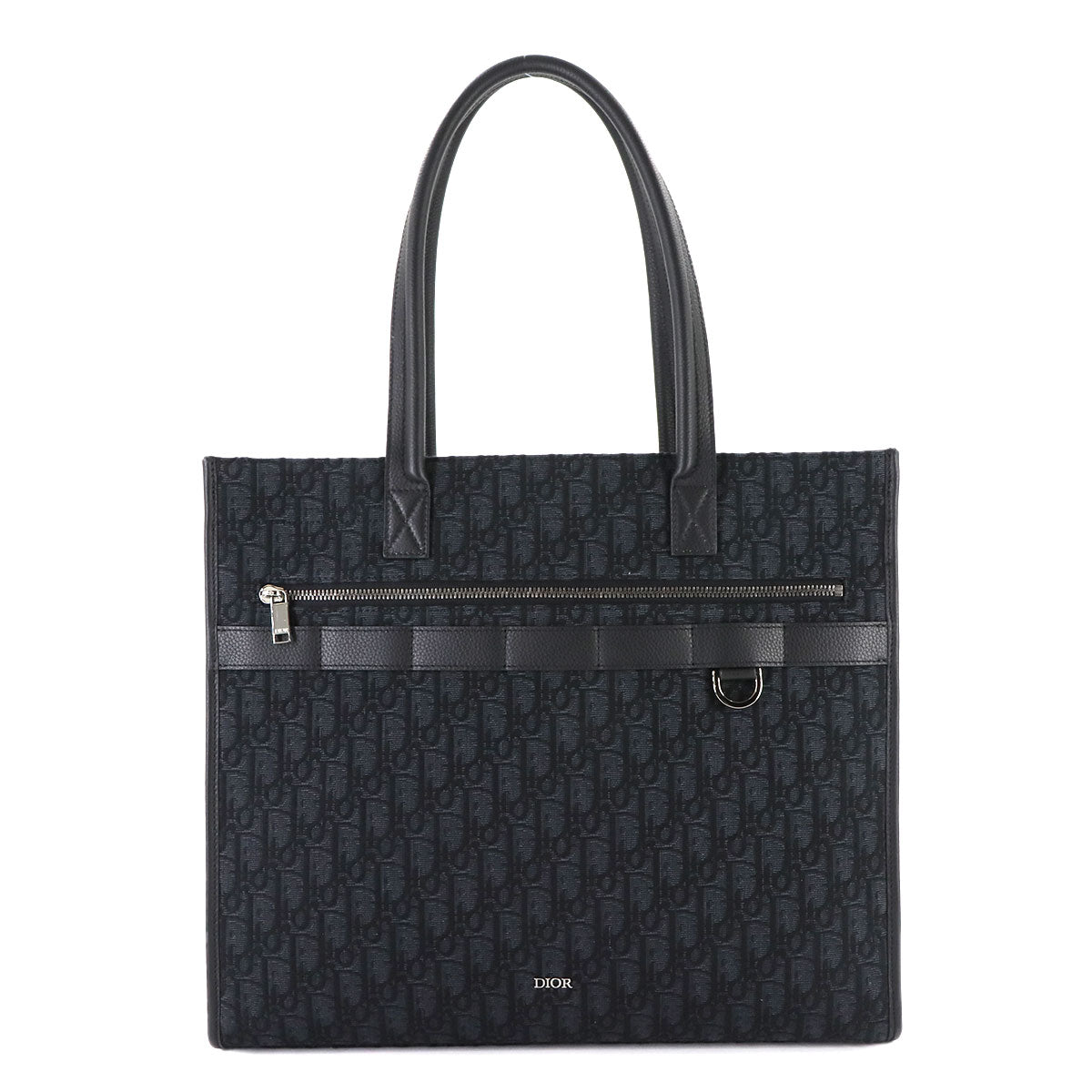 Oblique Safari Tote Bag Canvas Leather Black