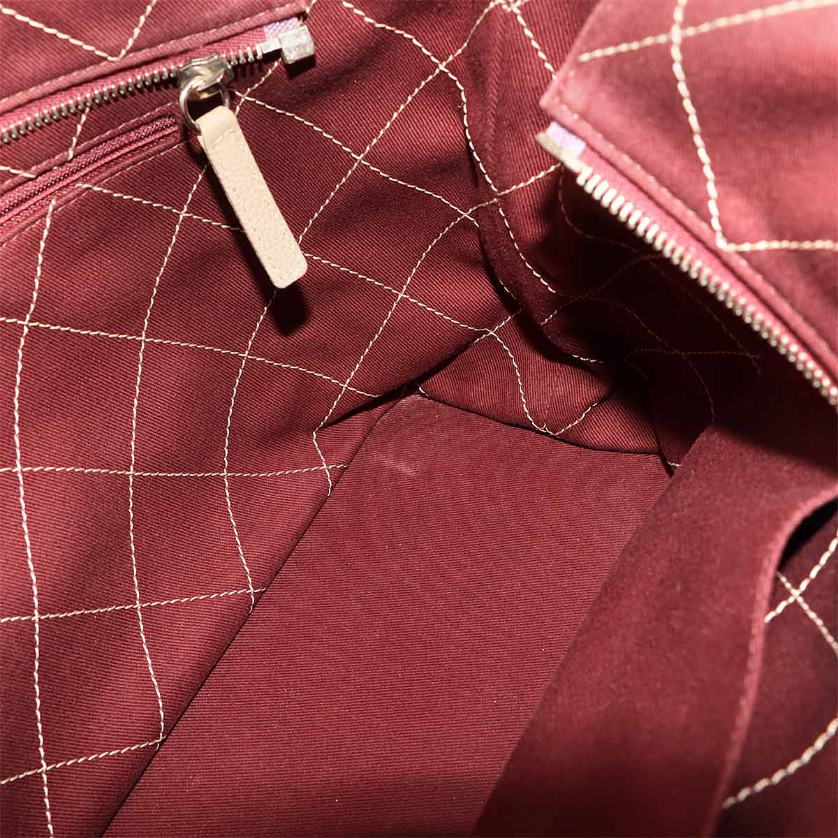 Wild Stitch Chain Tote Bag Leather Beige Coco Logos