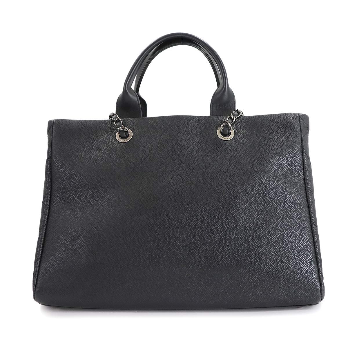 Coco Break Tote Chain Shoulder Bag Leather Black Navy Purse