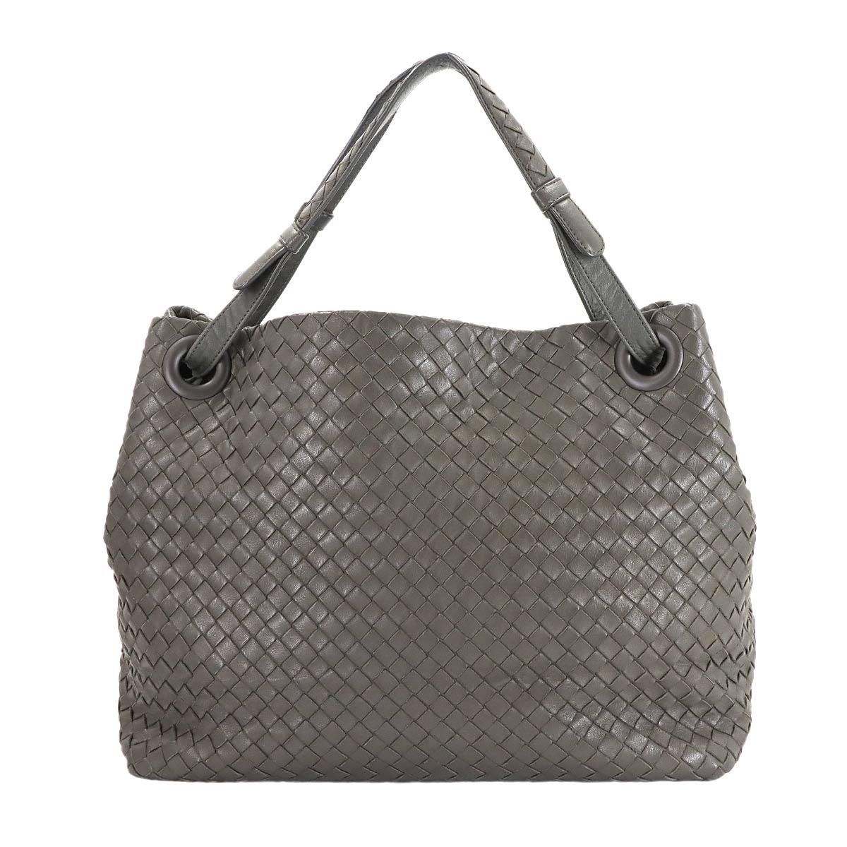Intrecciato Medium Garda Tote Bag Leather Gray 179320