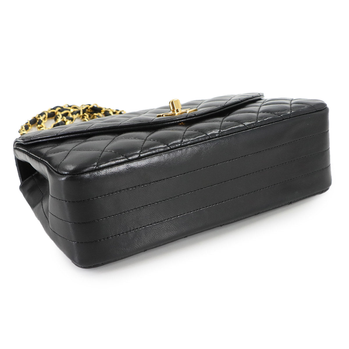 Matelasse Chain Shoulder Bag Leather Black Vintage Purse