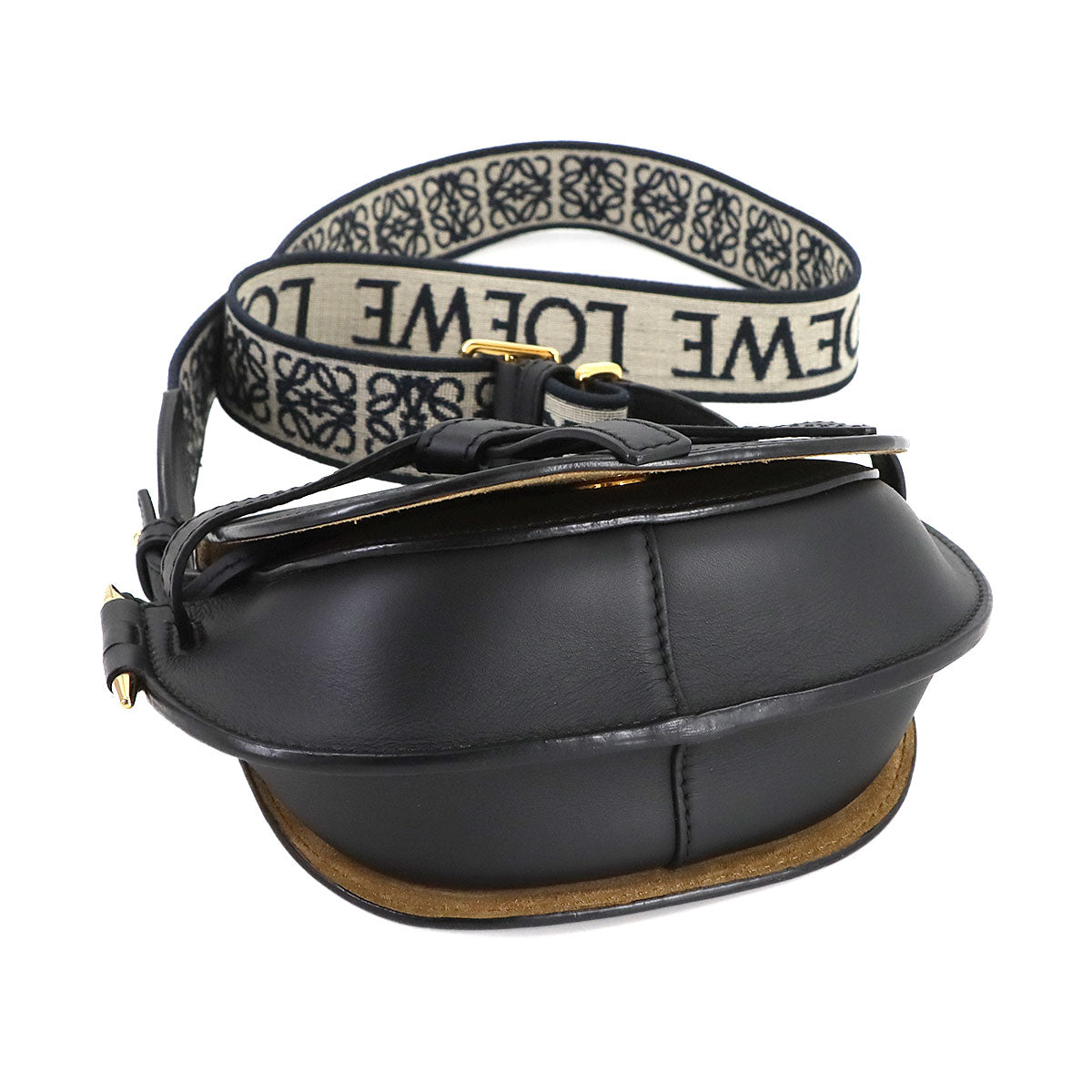 Mini Gate Dual Shoulder Bag Leather Black Purse