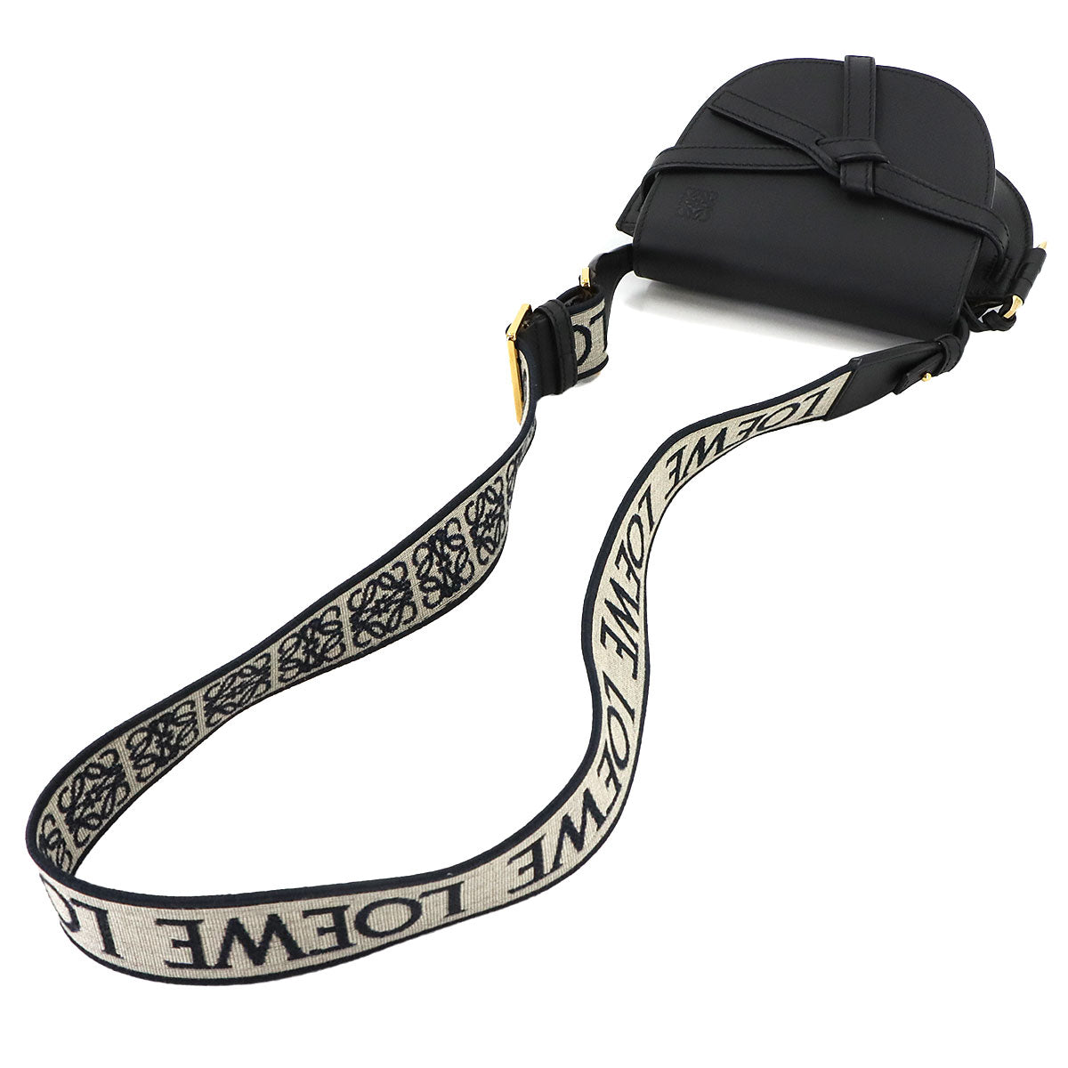 Mini Gate Dual Shoulder Bag Leather Black Purse