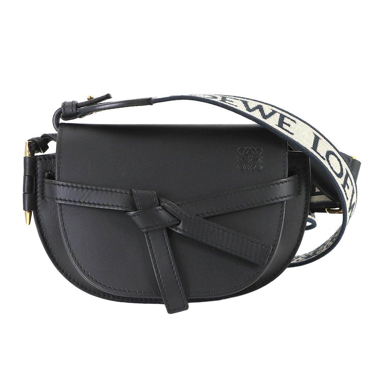 Mini Gate Dual Shoulder Bag Leather Black Purse