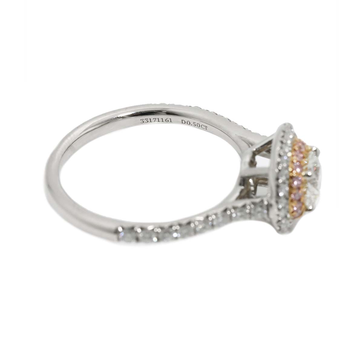 Diamond 0.50ct H/IF/EX Ring Pt 18K PG Size5.25-5.5(US)