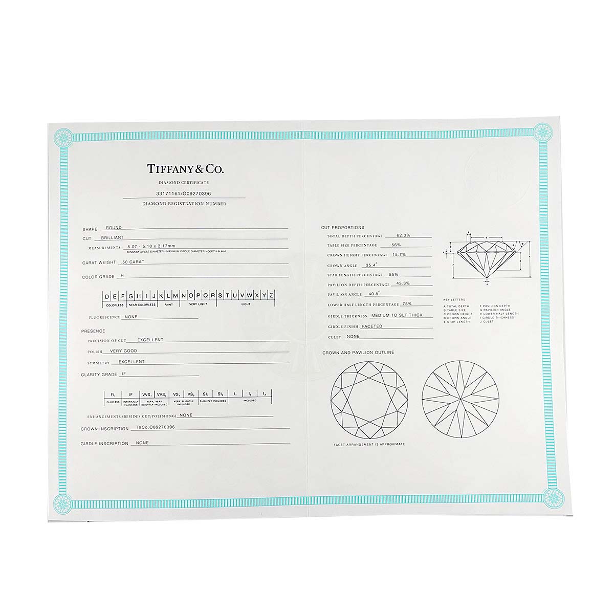 Diamond 0.50ct H/IF/EX Ring Pt 18K PG Size5.25-5.5(US)