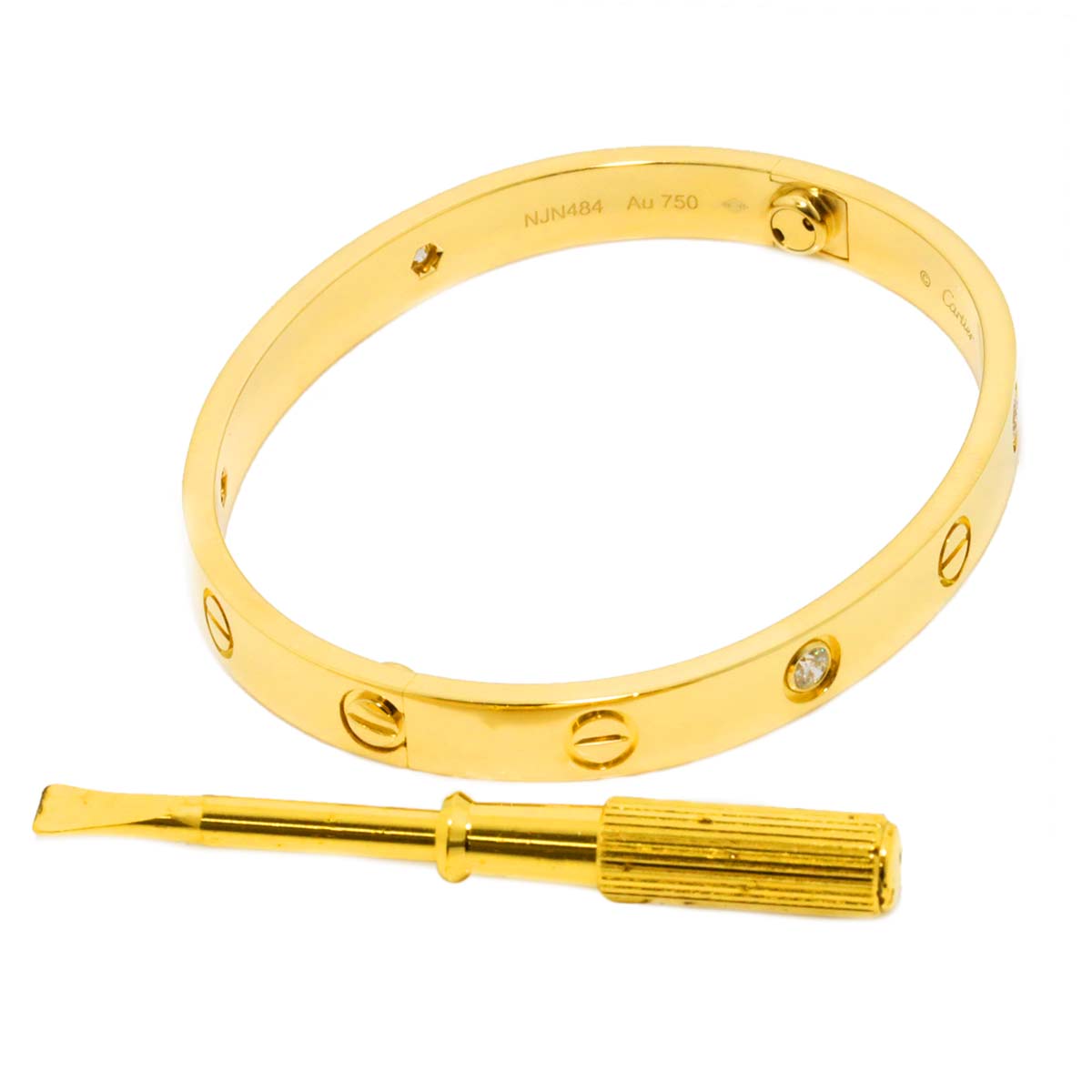 Love Bracelet Diamond 4P Bangle 18K YG 750 Size16