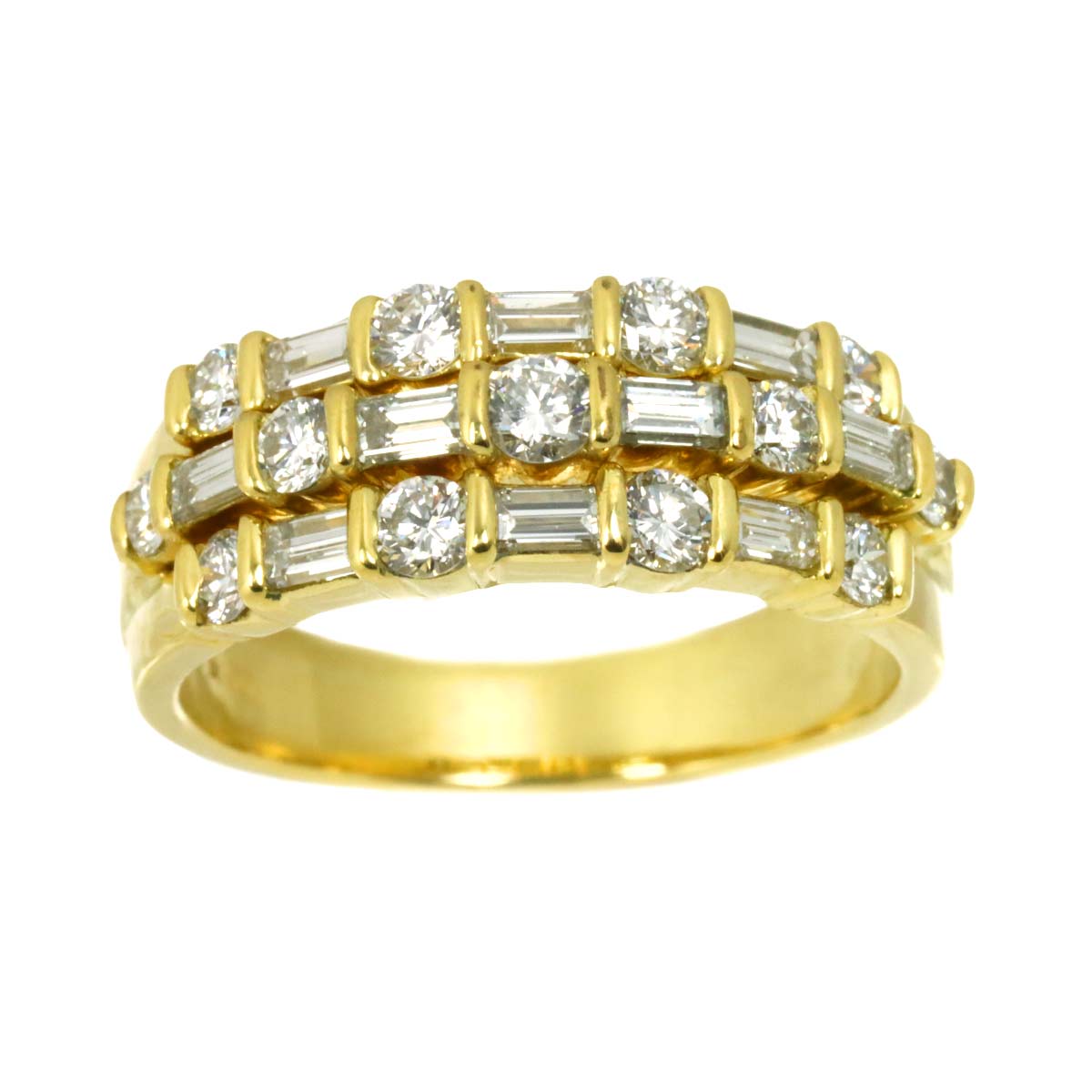 Diamond Ring 18K Yellow Gold 750 Size5.5-5.75(US)