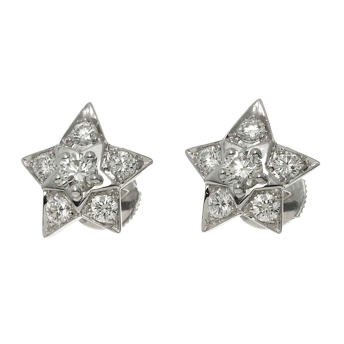 COMETE Diamond Earrings Pierced 18K WG White Gold 750