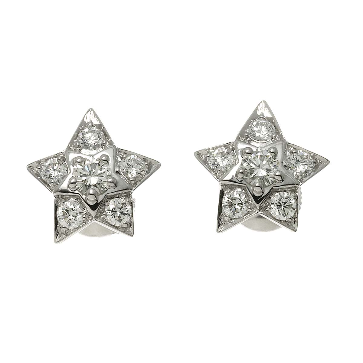 COMETE Diamond Earrings Pierced 18K WG White Gold 750