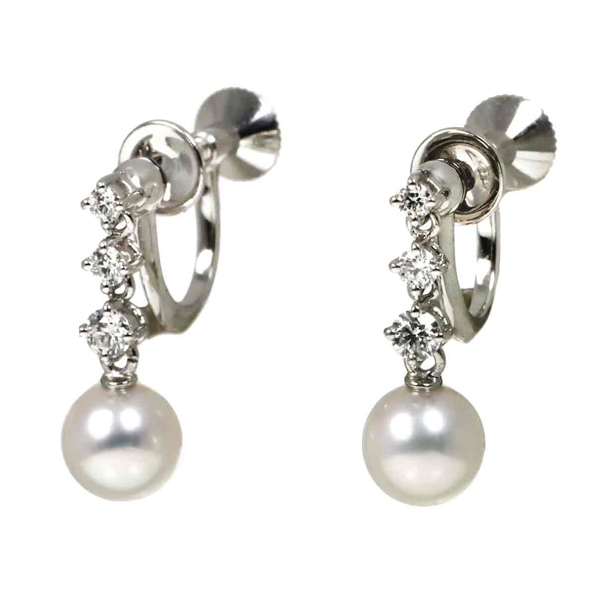 Akoya Pearl 6.1mm Diamond Earrings 18K WG 750
