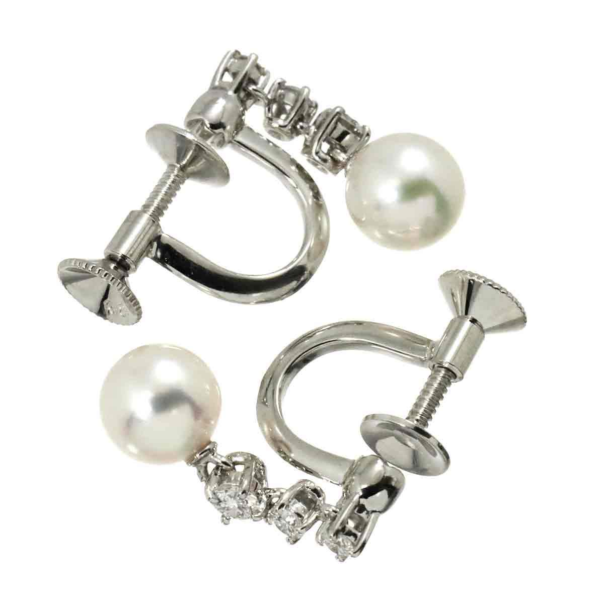 Akoya Pearl 6.1mm Diamond Earrings 18K WG 750