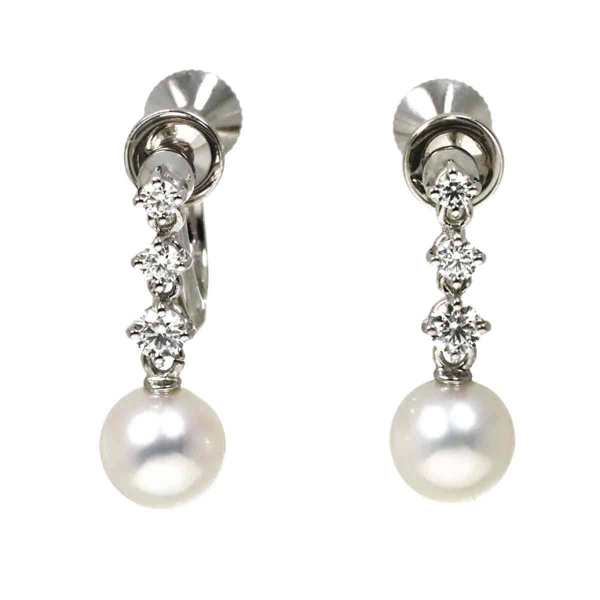 Akoya Pearl 6.1mm Diamond Earrings 18K WG 750