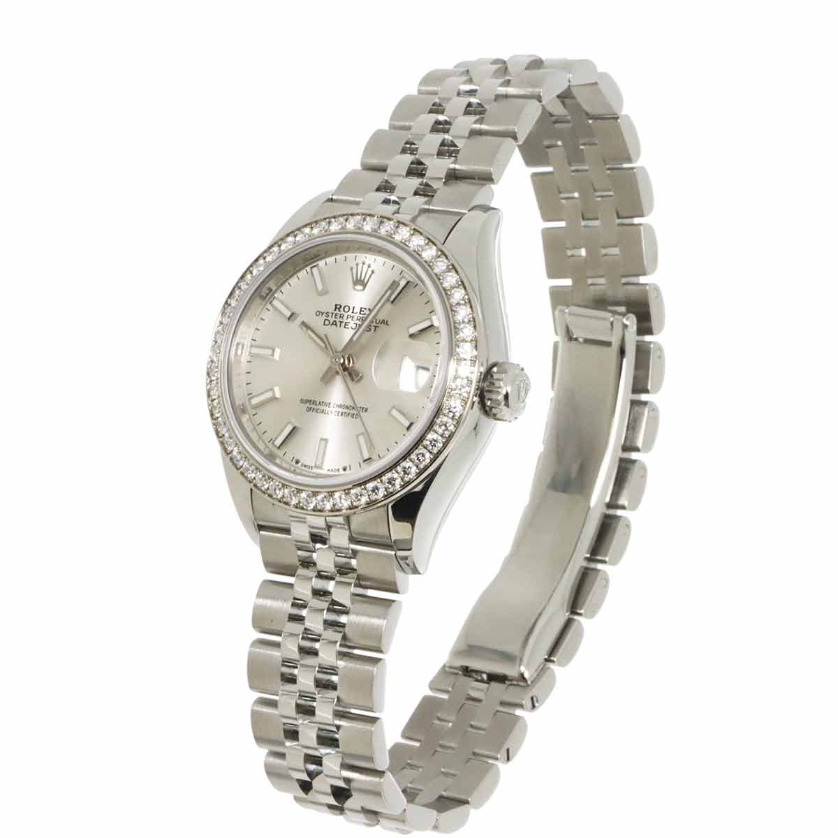 Datejust 279384RBR Serial Random 750 WG Diamond Bezel Silver Dial