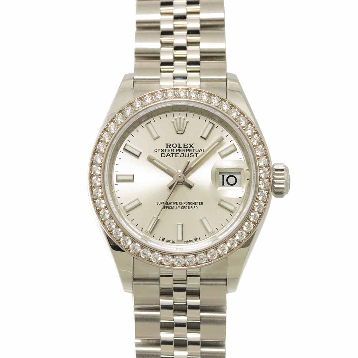 Datejust 279384RBR Serial Random 750 WG Diamond Bezel Silver Dial