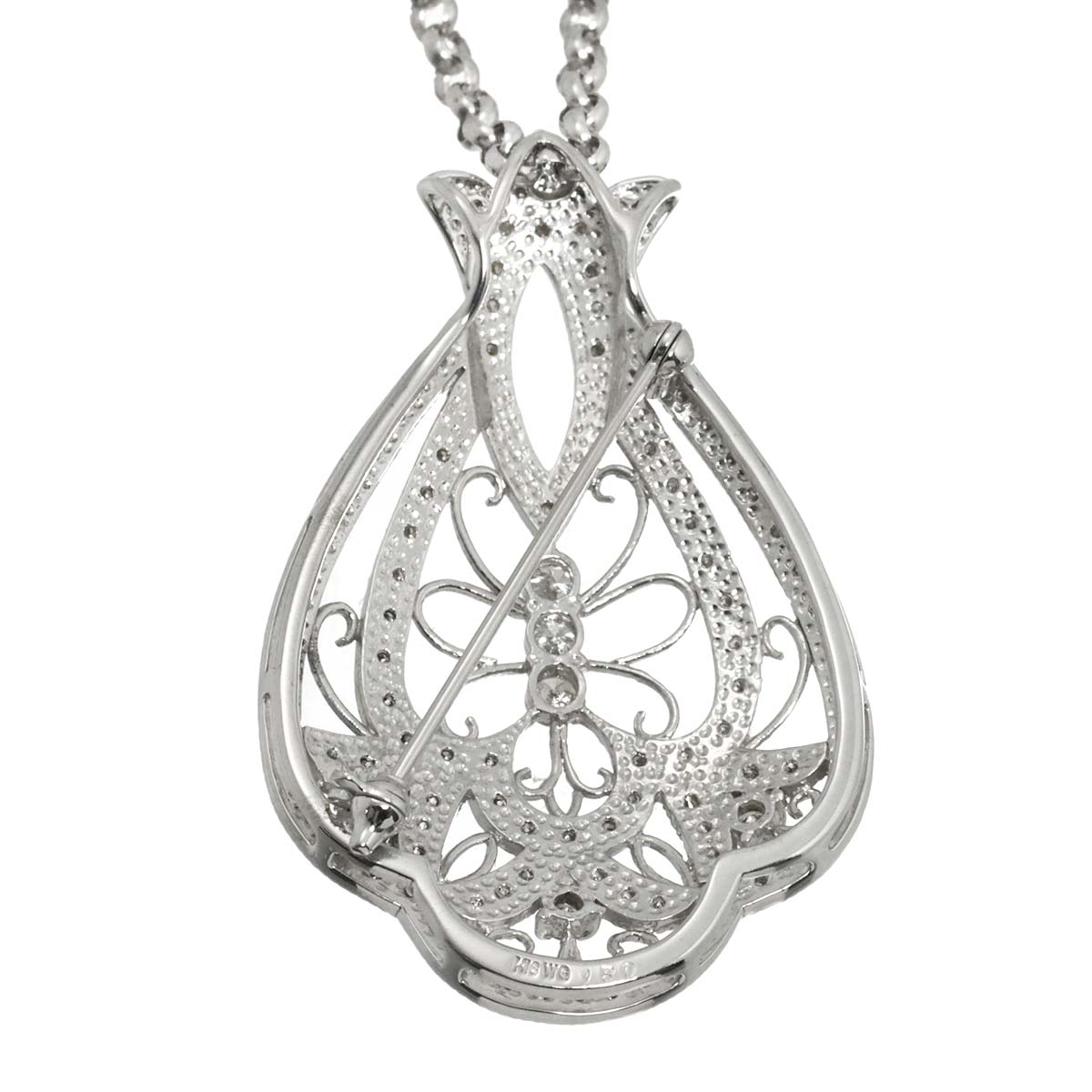 Diamond 1.50ct Necklace 18K K18 WG White Gold 750