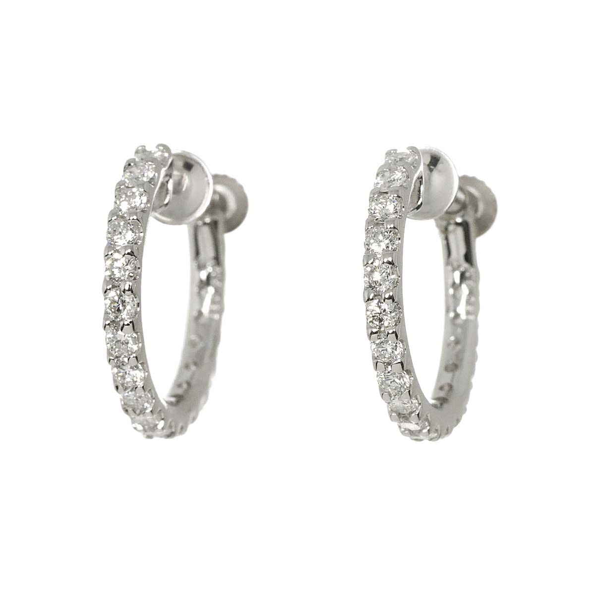 Diamond 0.35ct/0.35ct Earrings Clip-on 18K K18 WG 750