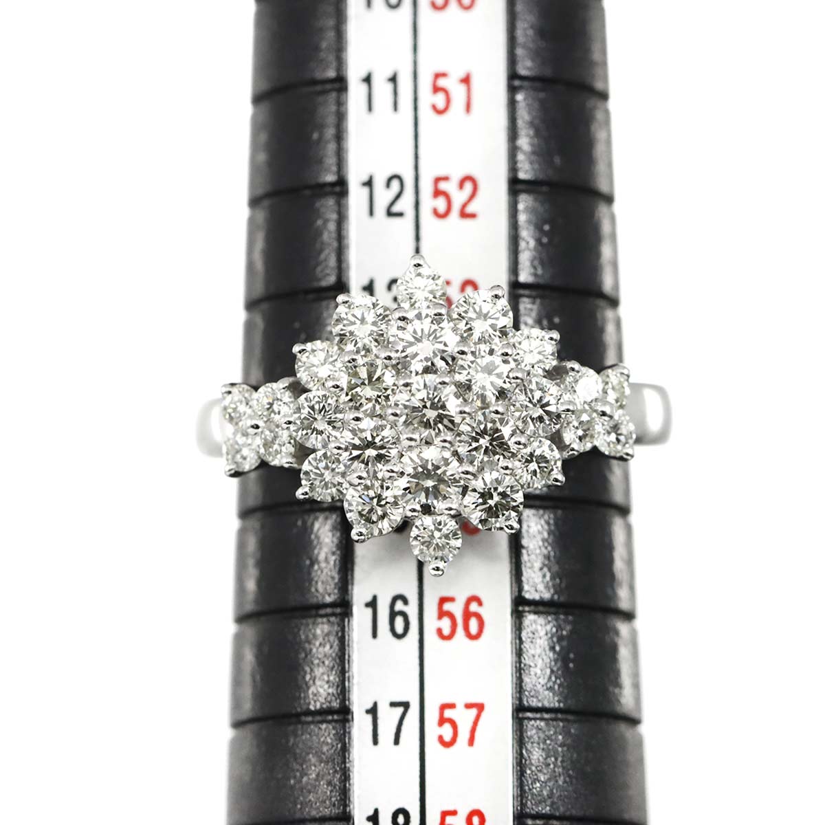 Diamond 1.30ct Ring 18K K18 WG White Gold size6.75(US)