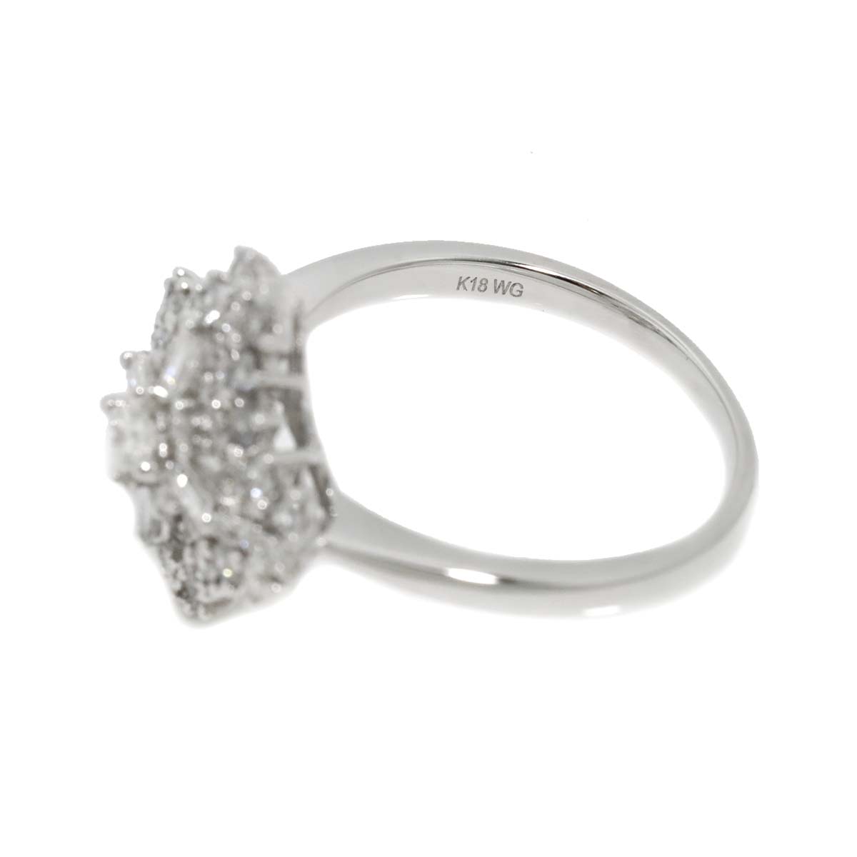 Diamond 0.80ct Ring 18K K18 WG White Gold size6.75(US)