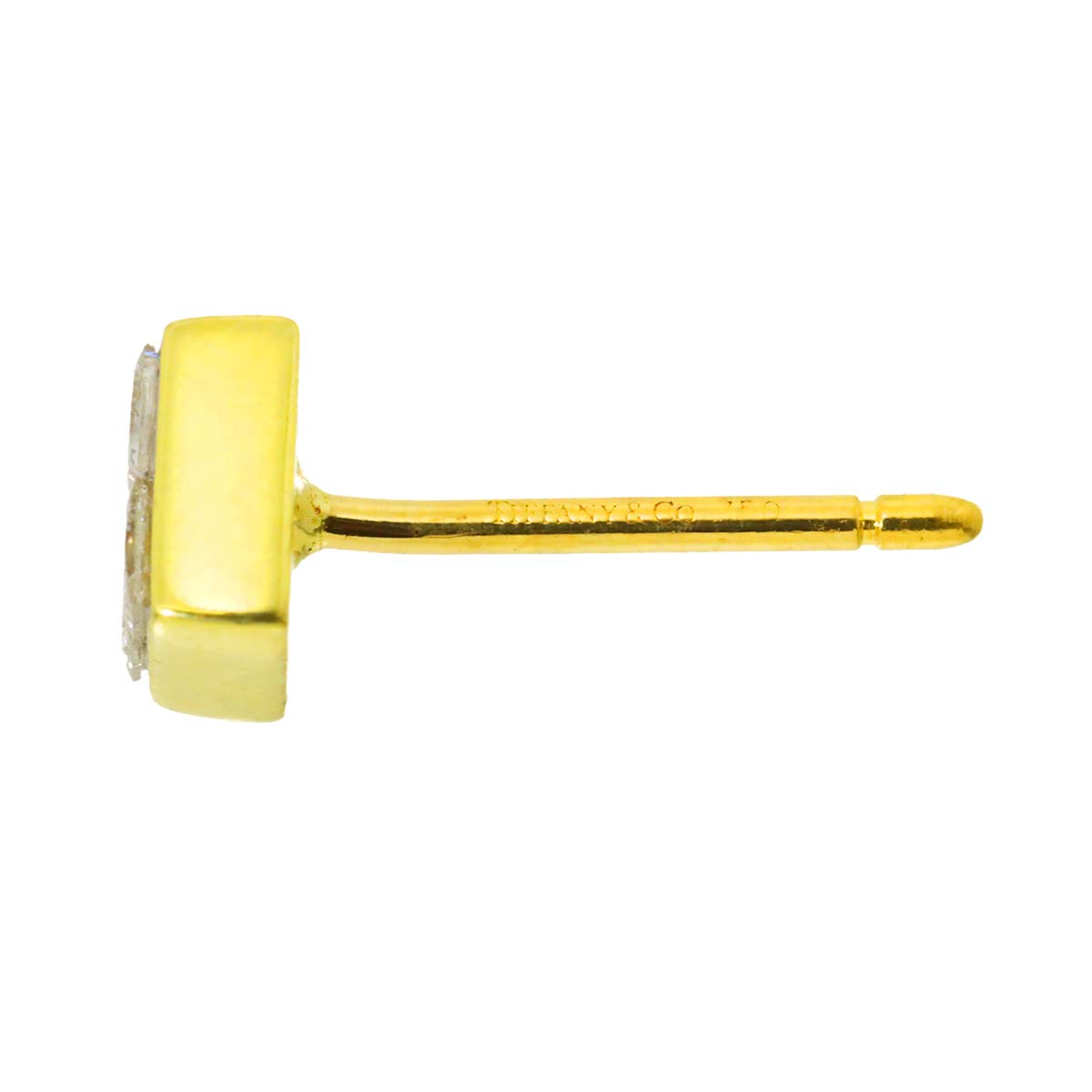 Square Diamond Earrings Pierced 18K Yellow Gold 750