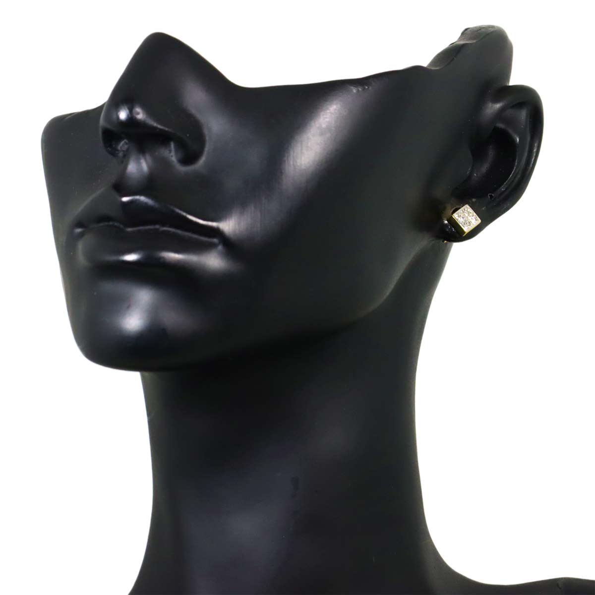 Square Diamond Earrings Pierced 18K Yellow Gold 750