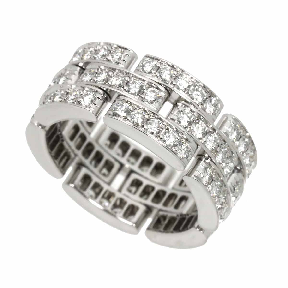 Maillon Panthere Diamond Ring 18K WG 750 Size51 5.25(US)