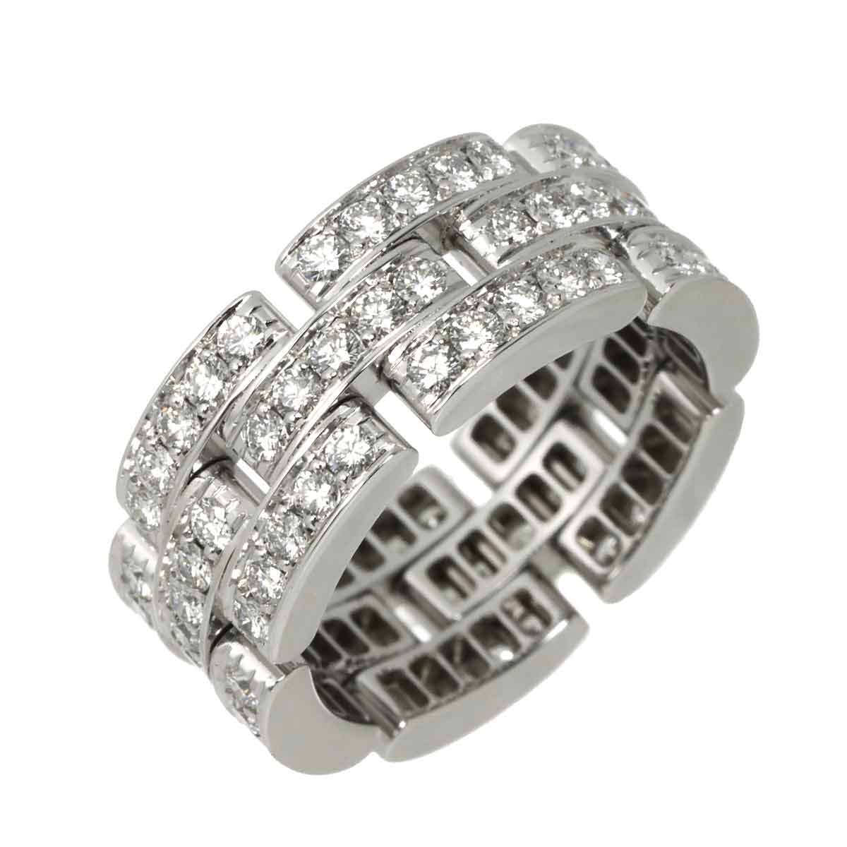 Maillon Panthere Diamond Ring 18K WG 750 Size51 5.25(US)