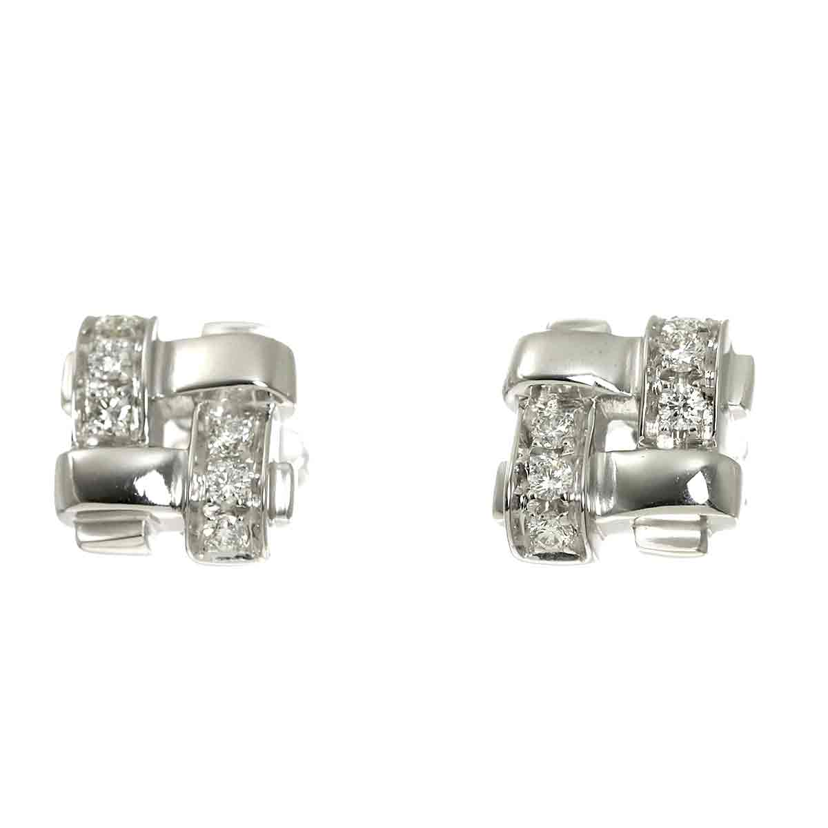 Square Diamond Earrings Pierced 18K WG 750