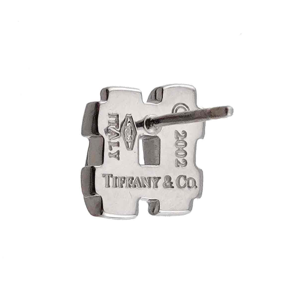 Square Diamond Earrings Pierced 18K WG 750