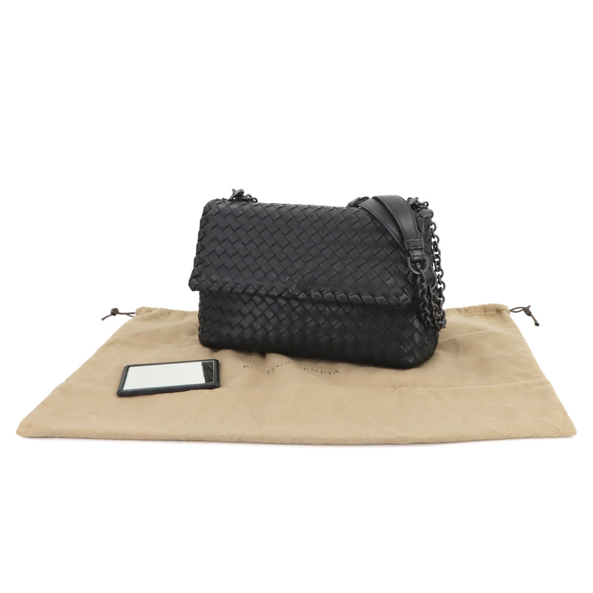 Intrecciato Olimpia Small Shoulder Bag Leather Black