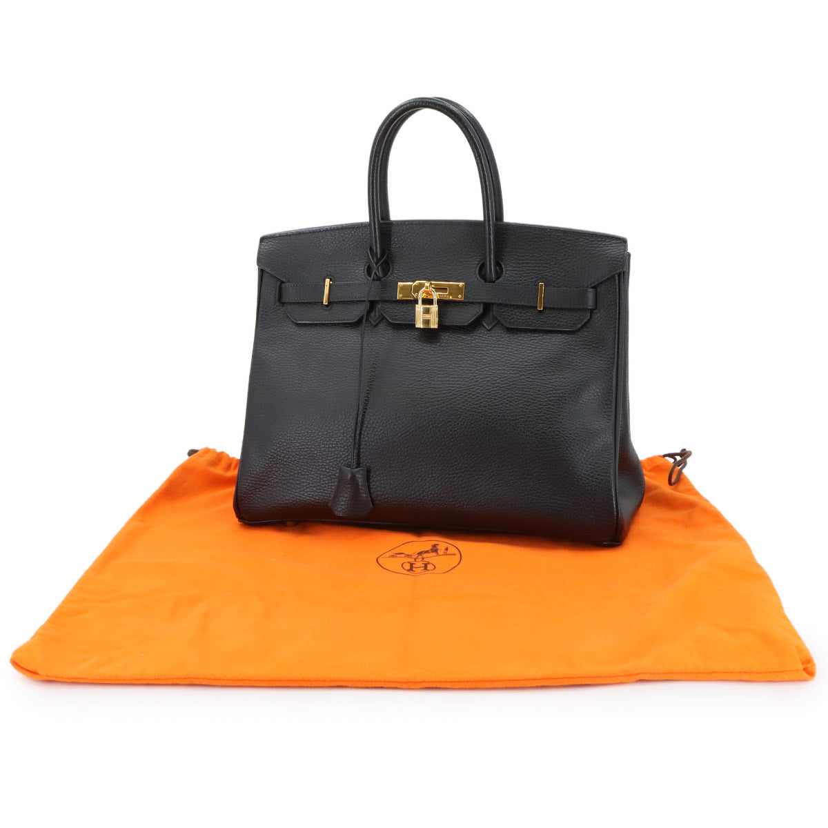 Birkin 35 Ardennes Leather Black Hand Bag Purse