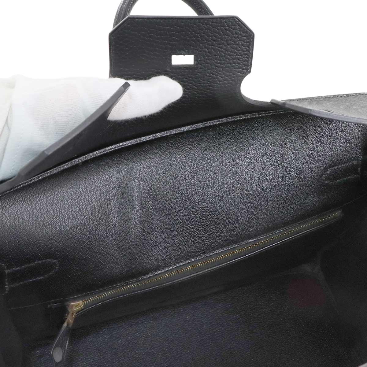 Birkin 35 Ardennes Leather Black Hand Bag Purse