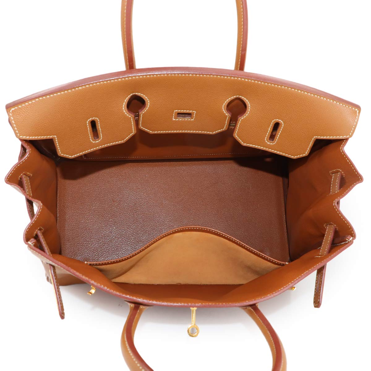 Birkin 35 Couchevel Epsom Gold Hand Bag Purse Brown