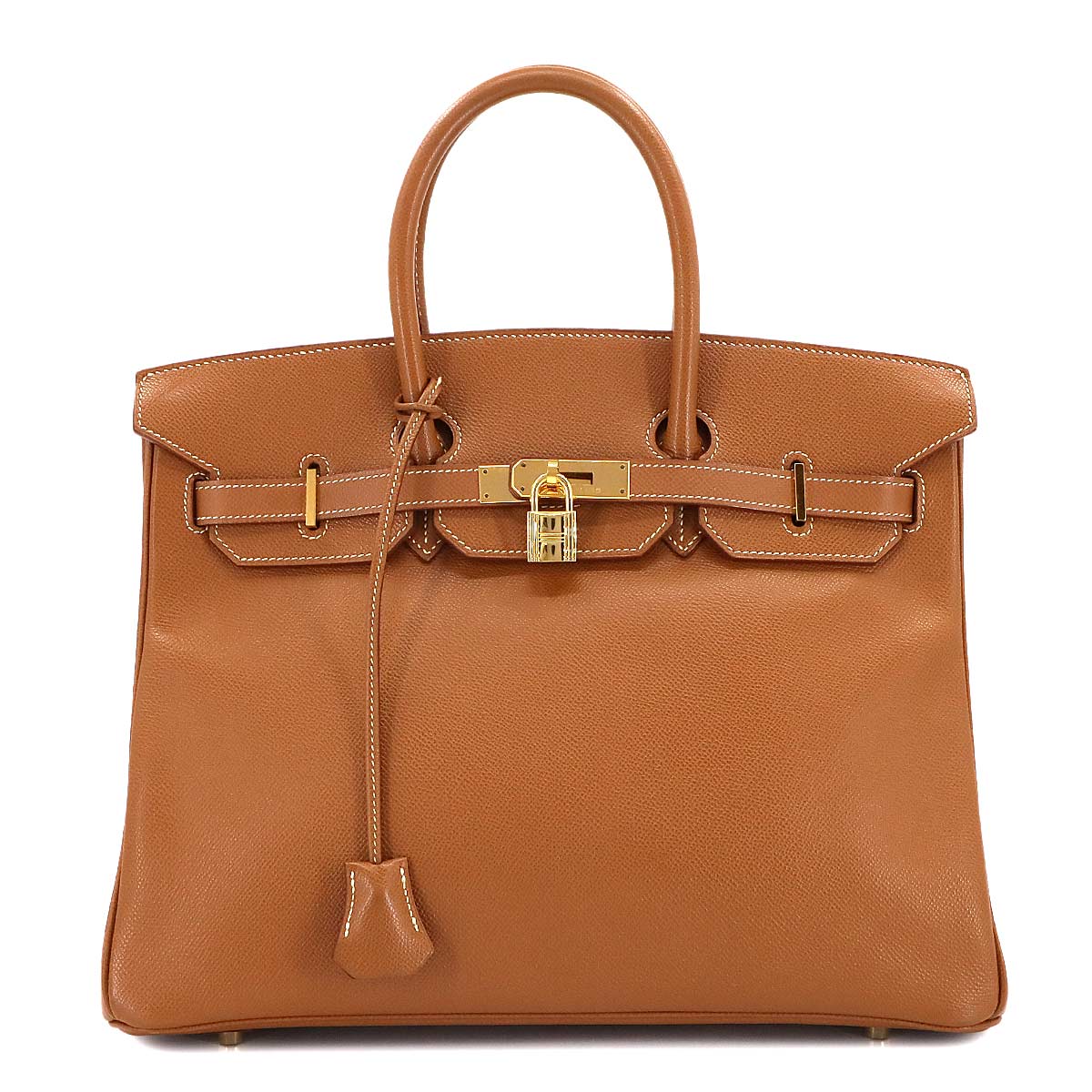 Birkin 35 Couchevel Epsom Gold Hand Bag Purse Brown