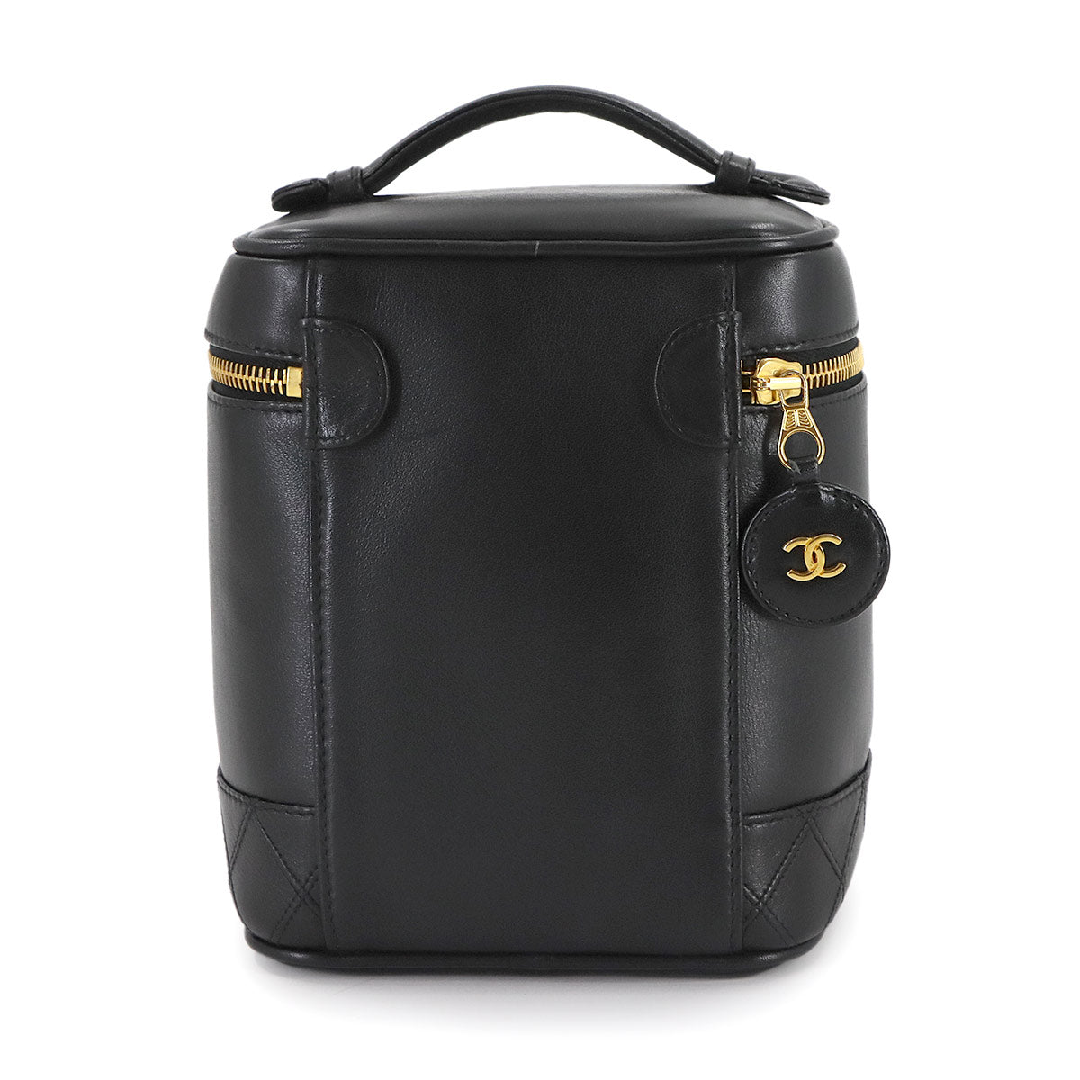 Bicolore Vanity Hand Bag Leather Black A01619 Vintage Purse