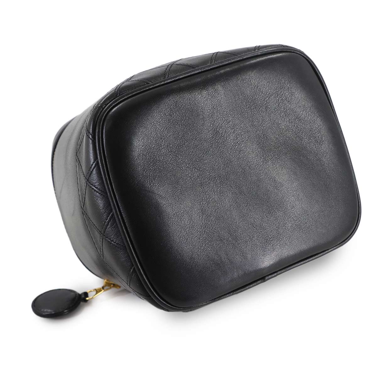 Bicolore Vanity Hand Bag Leather Black A01619 Vintage Purse