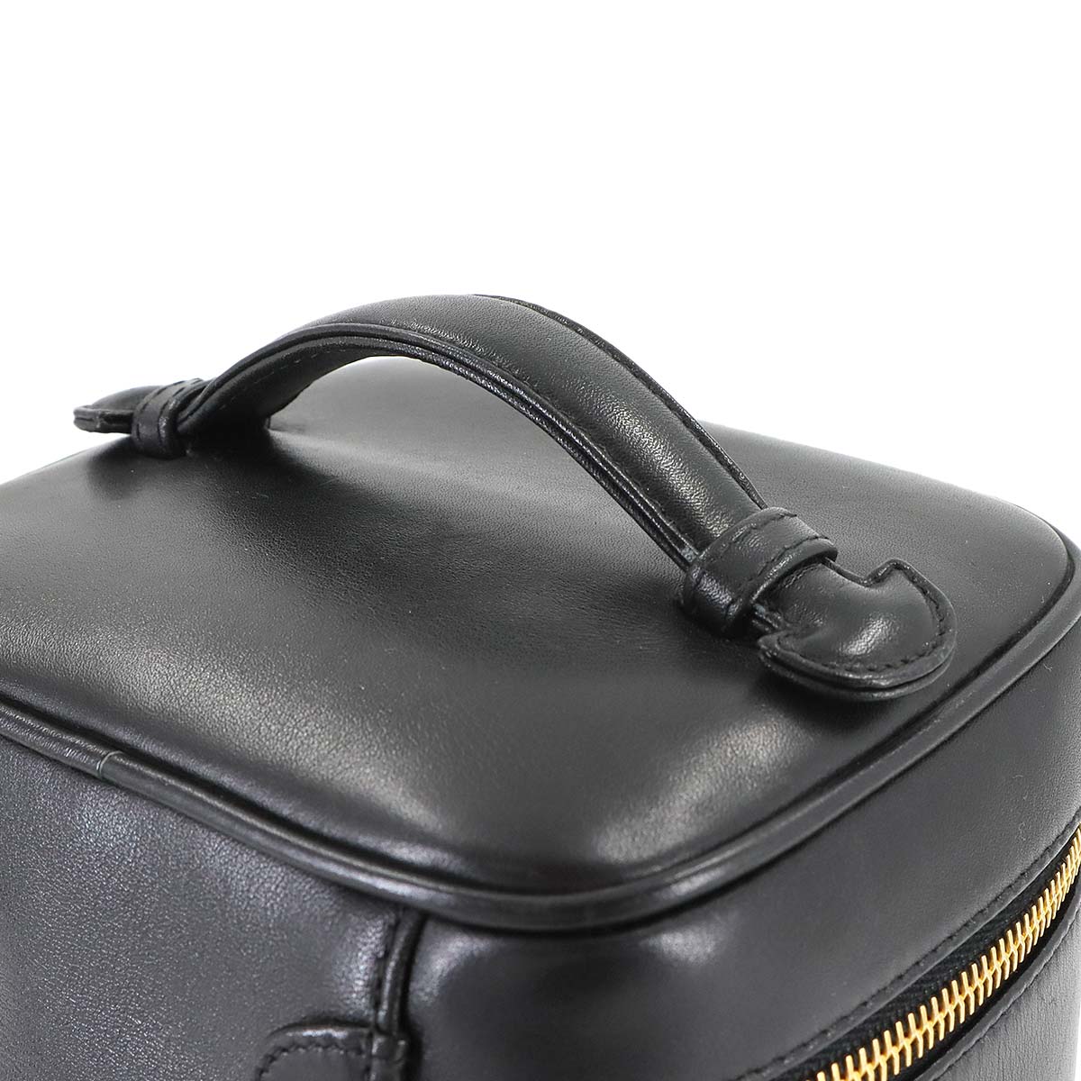 Bicolore Vanity Hand Bag Leather Black A01619 Vintage Purse