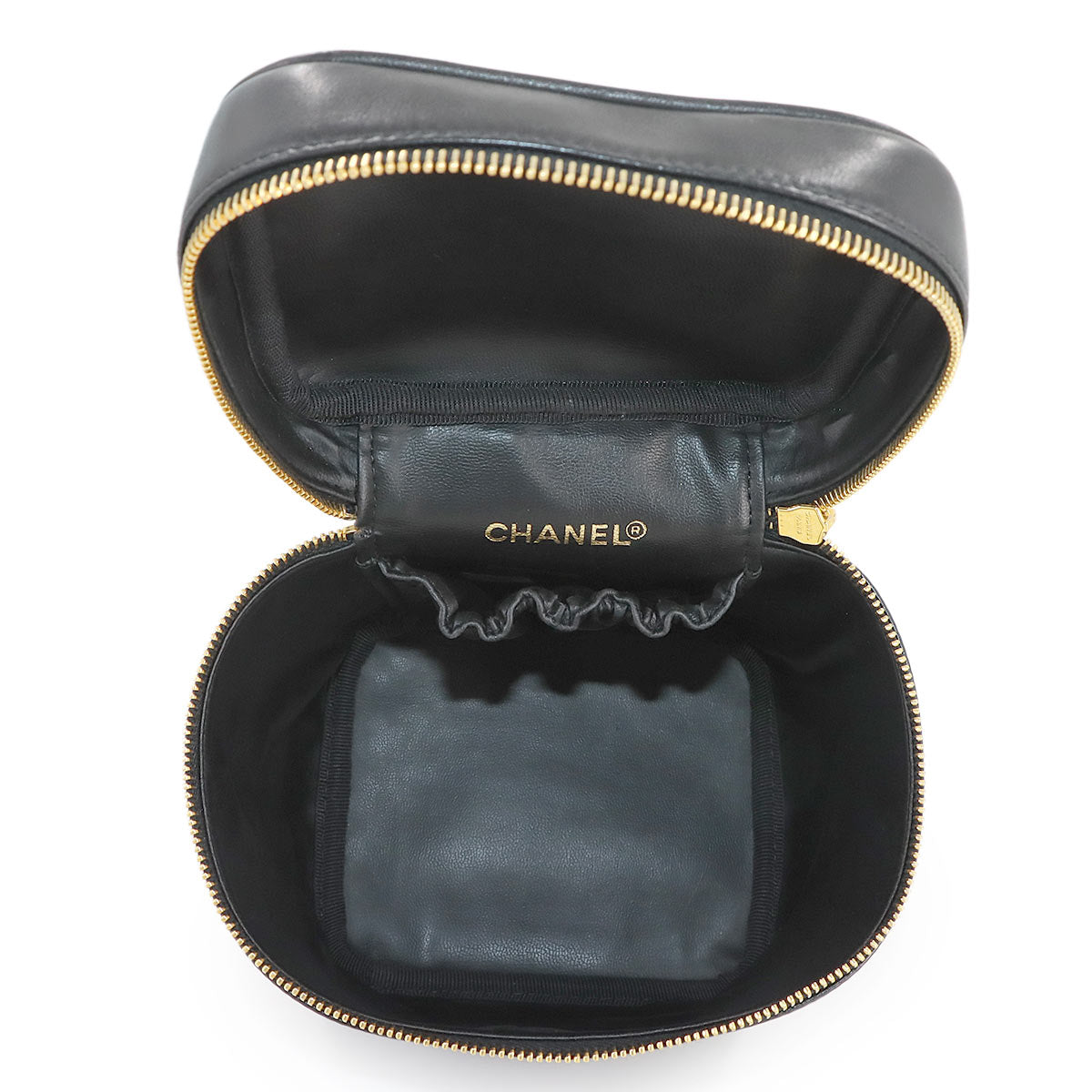 Bicolore Vanity Hand Bag Leather Black A01619 Vintage Purse