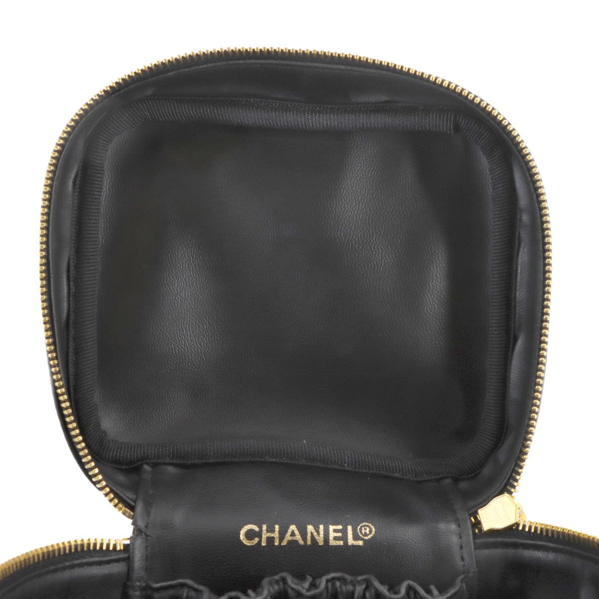 Bicolore Vanity Hand Bag Leather Black A01619 Vintage Purse