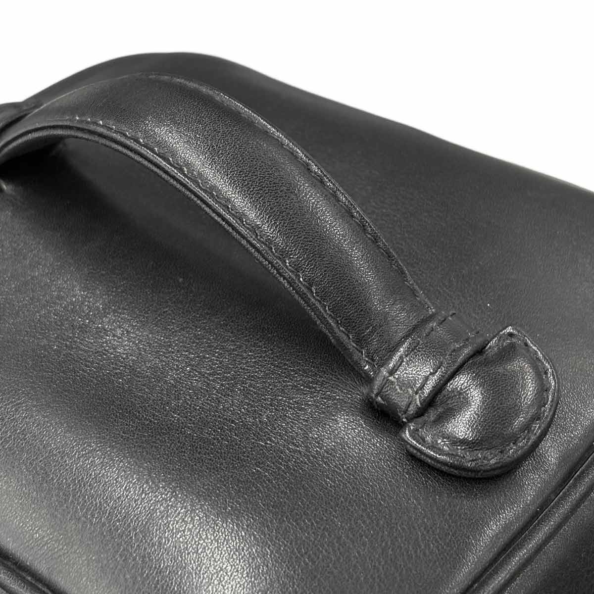 Bicolore Vanity Hand Bag Leather Black A01619 Vintage Purse