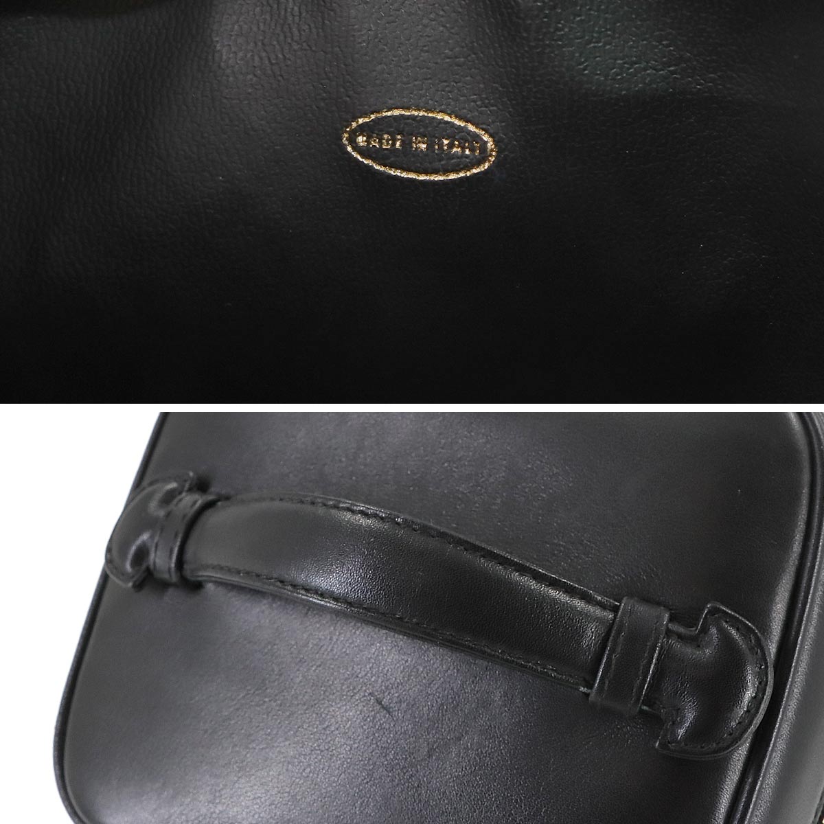 Bicolore Vanity Hand Bag Leather Black A01619 Vintage Purse