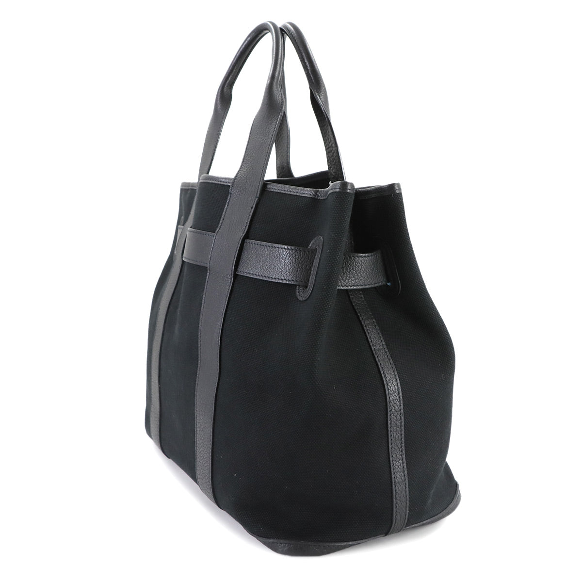 Petit Ceinture MM Tote Bag Toile H Leather Black