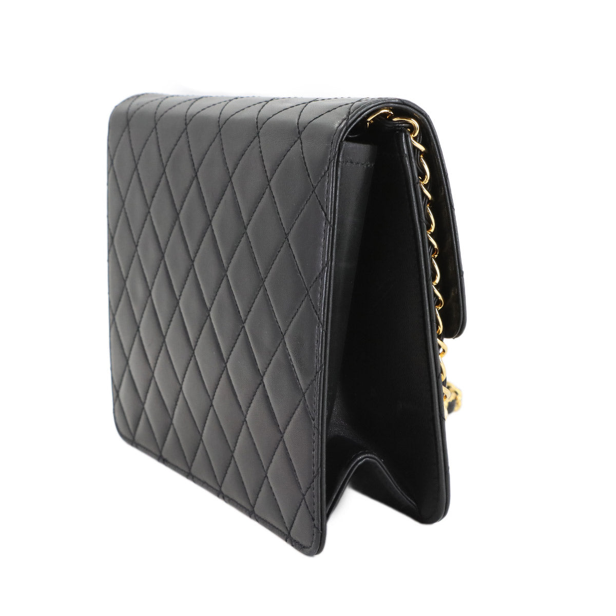 Matelasse Chain Shoulder Bag Leather Black A03569 Vintage