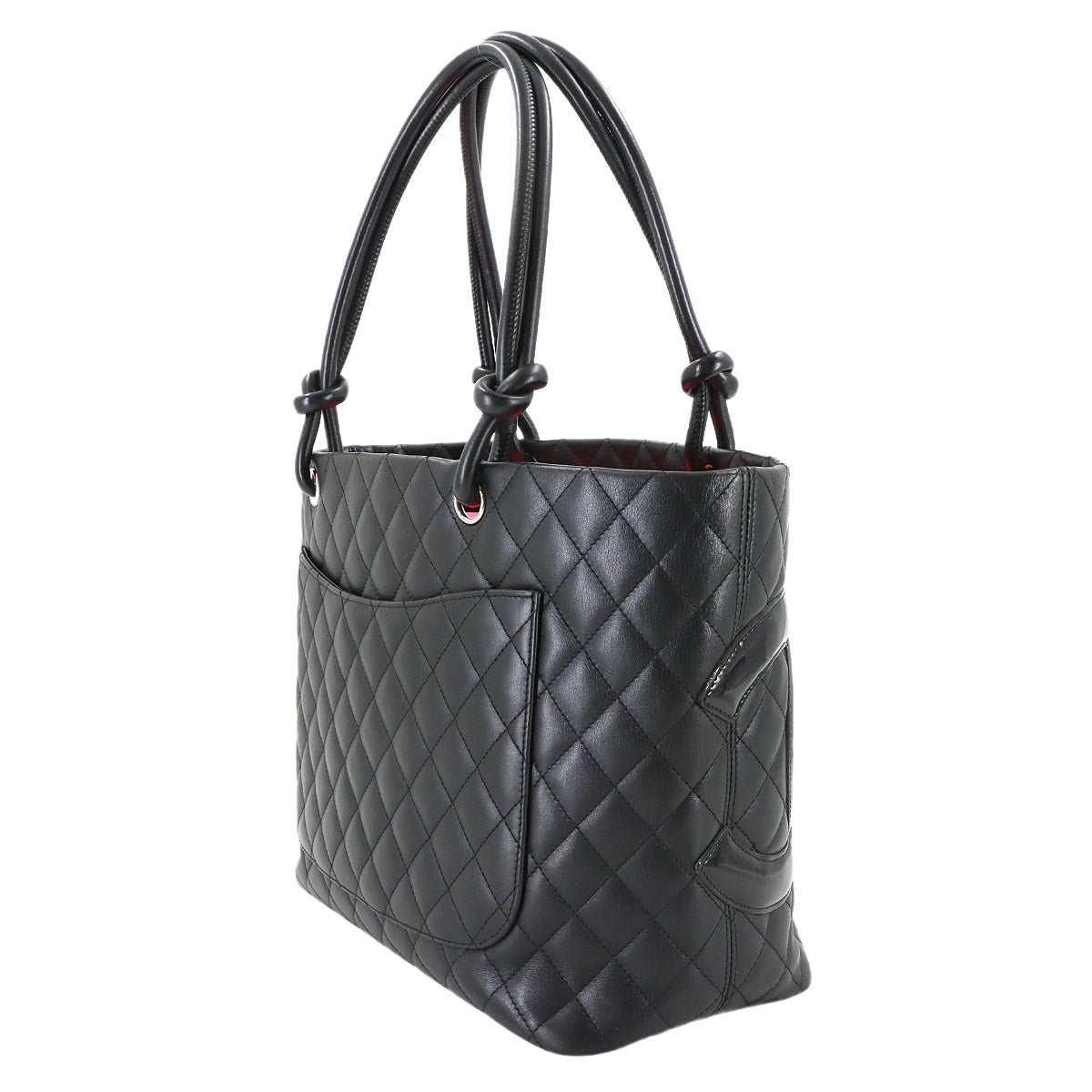 Cambon Line Large Tote Bag Leather Enamel Black A25169 Purse