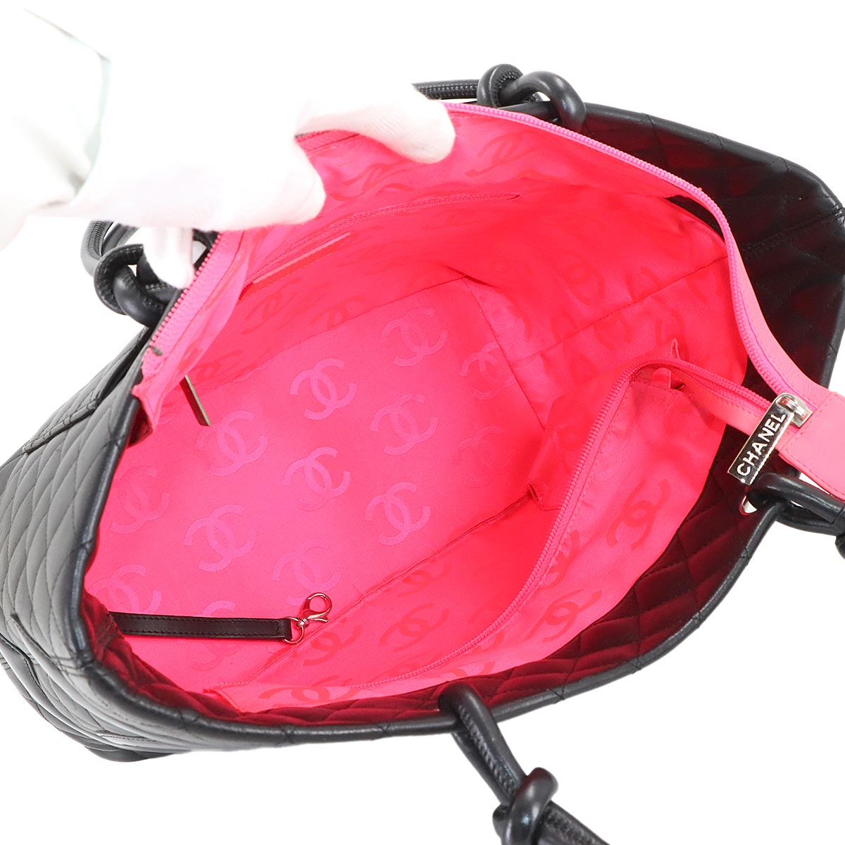 Cambon Line Large Tote Bag Leather Enamel Black A25169 Purse