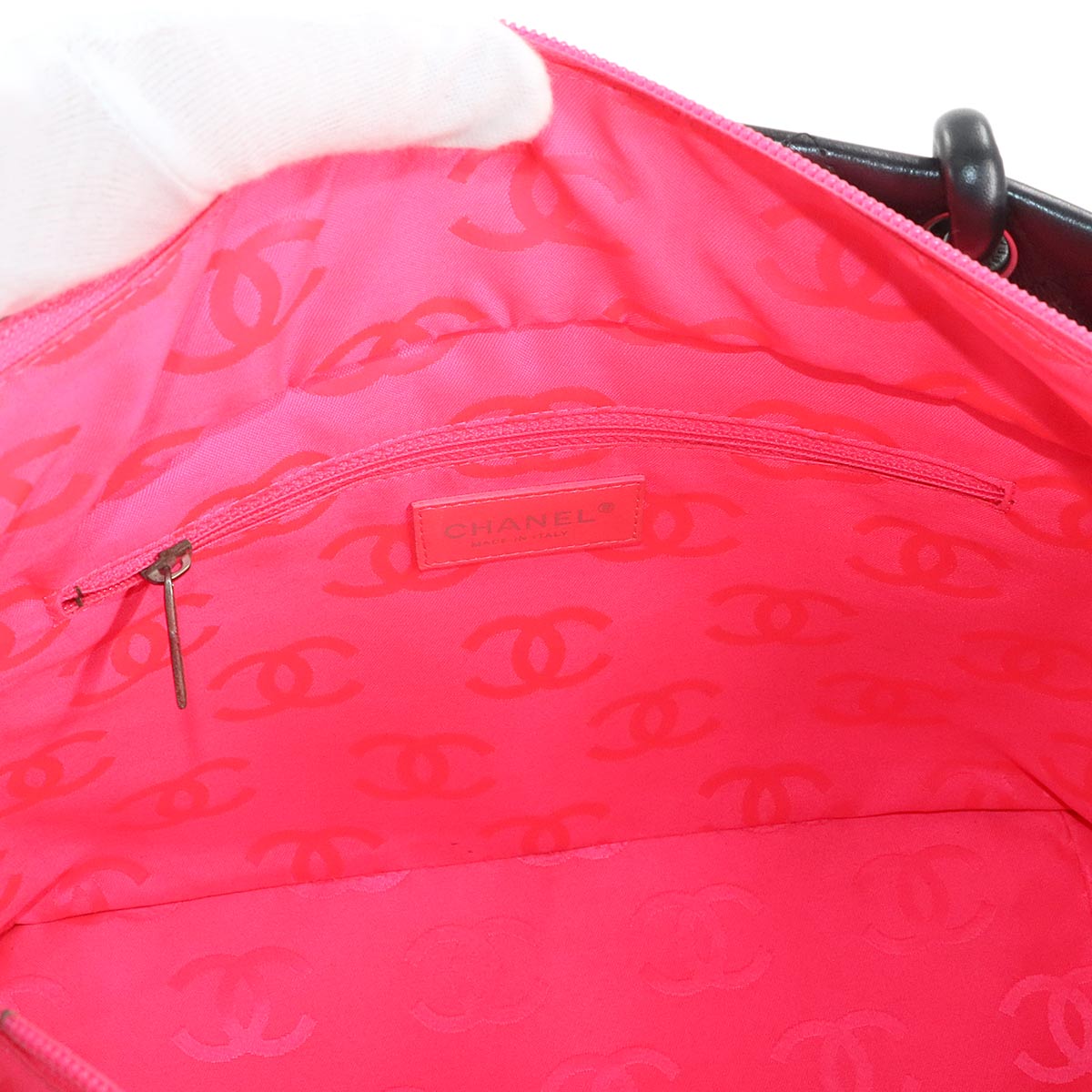 Cambon Line Large Tote Bag Leather Enamel Black A25169 Purse