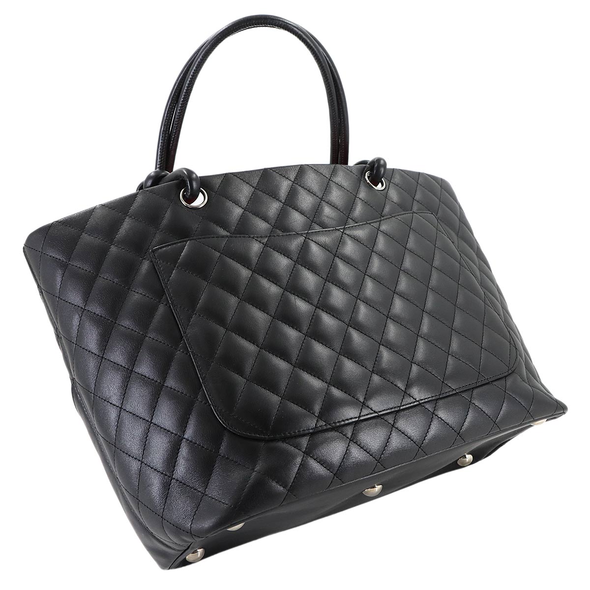 Cambon Line Large Tote Bag Leather Enamel Black A25169 Purse