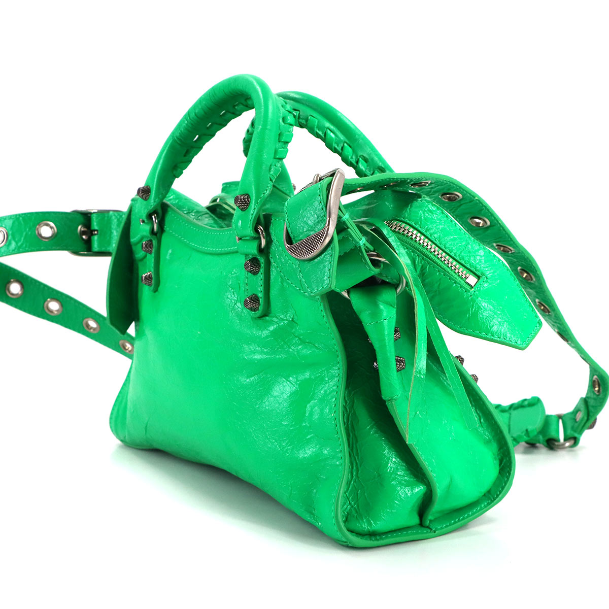 Neo Cagole XS Hand Shoulder Bag Leather Green 700940
