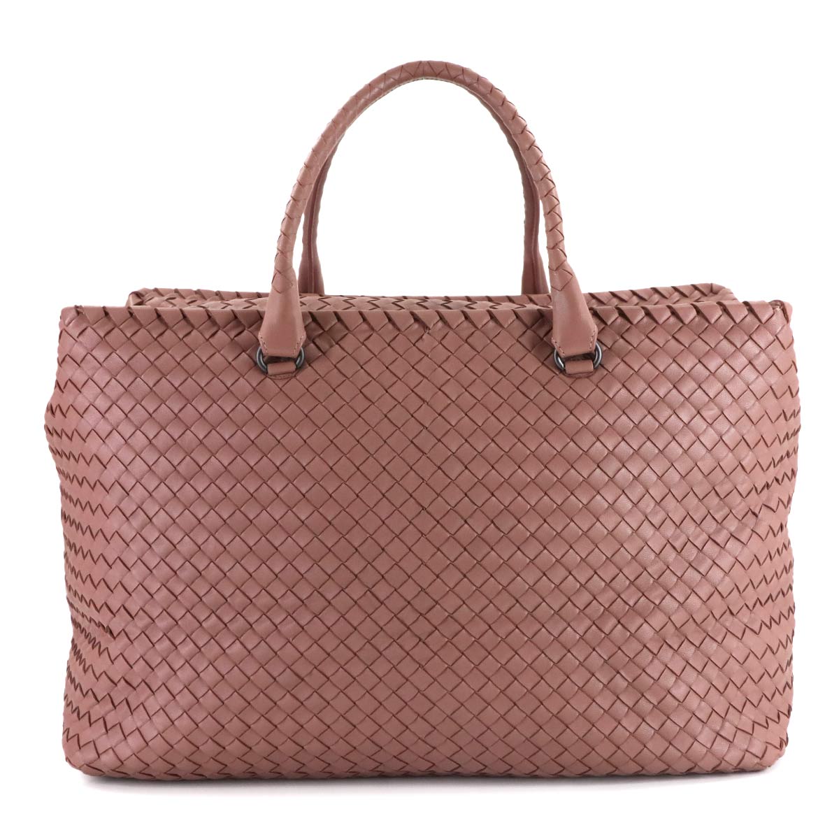 Intrecciato Boston Bag Leather Pink Purse